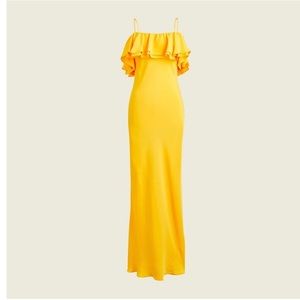 J. Crew Ruffle Silk Slip Dress. Yellow Silk Maxi Dress - NWT, size 6